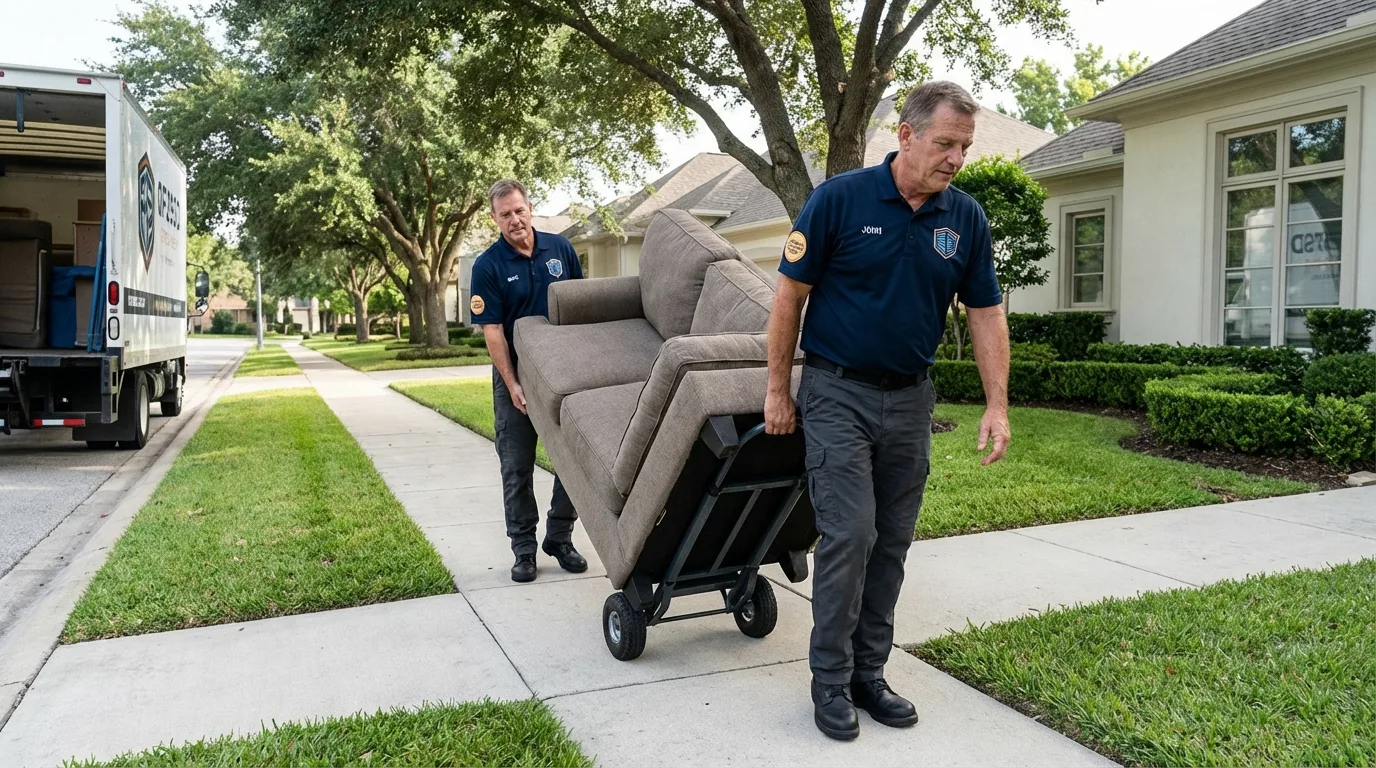 Local residential moving crew loading furniture in Almont, MI